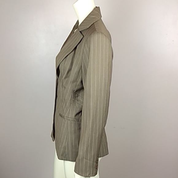 B.Moss fitted lined tan structured pinstripe blazer size 10 - Picture 5 of 10